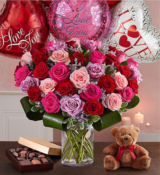 Over The Top For You (Includes 50 Roses and 3 Mylar Balloons) image 0