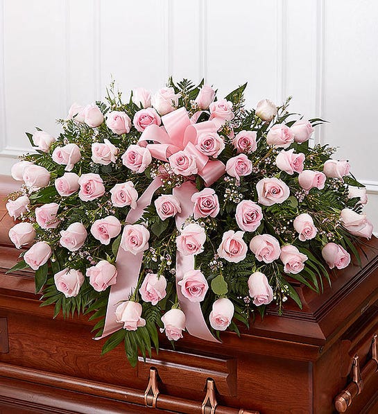 All Pink Rose Casket Cover