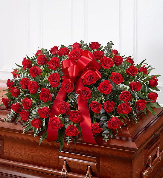 All Red Rose Casket Cover