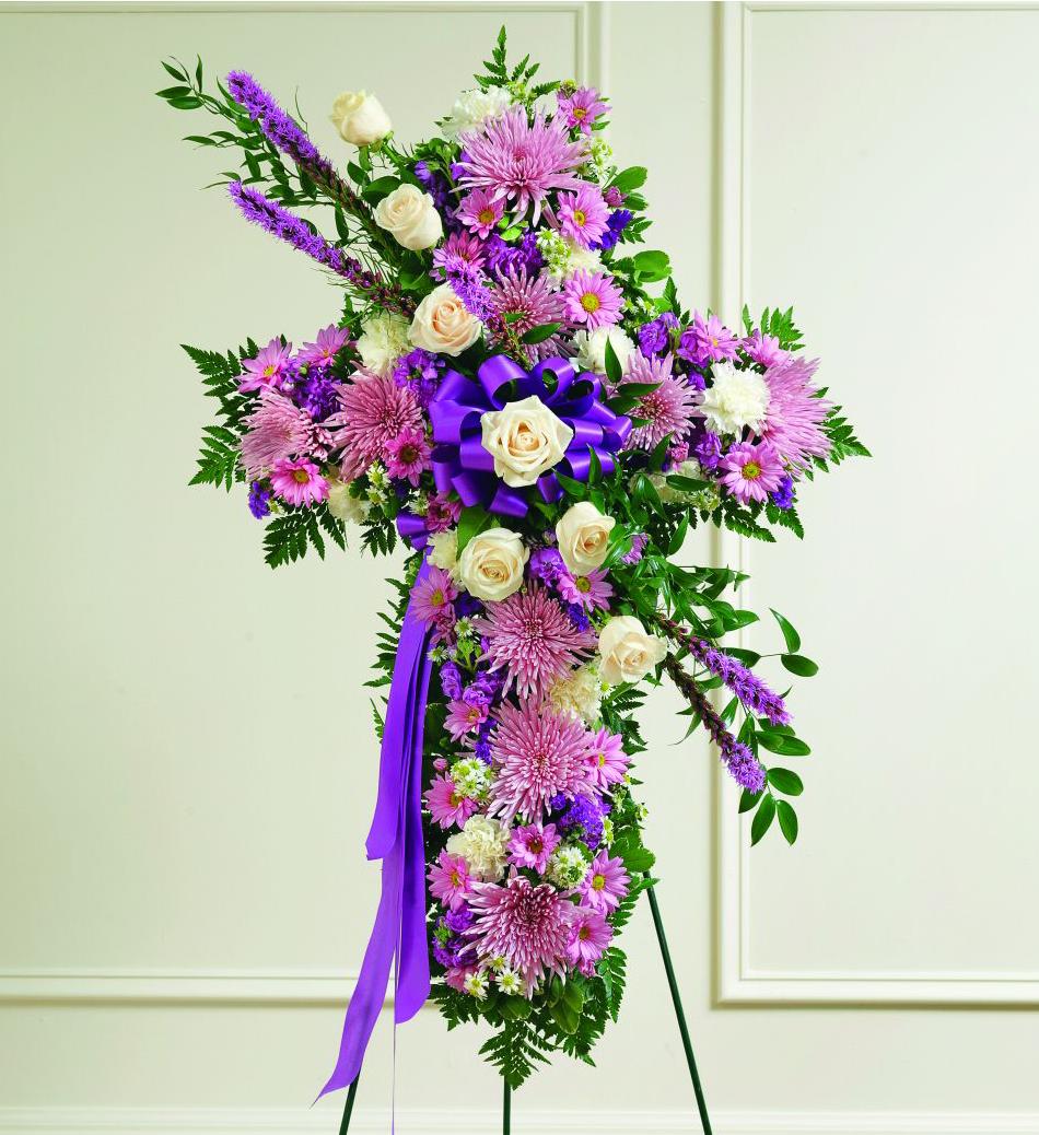 Purple Sympathy Cross (May need 24/48hr notice) - Deluxe image