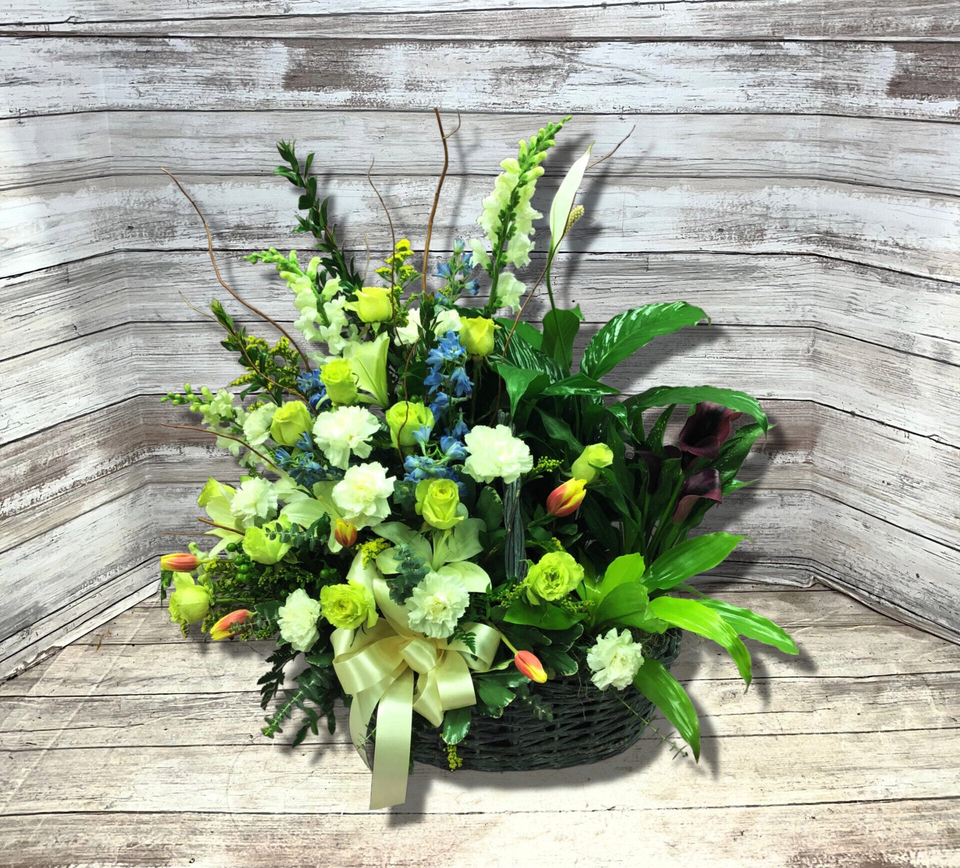 Peace Lily and Flower Basket