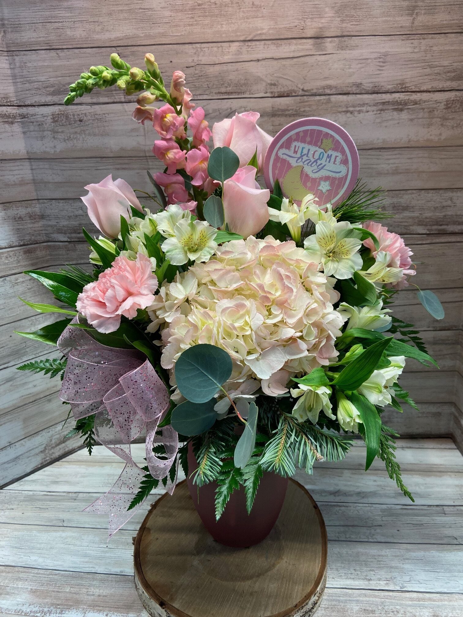 Welcome Baby Girl Vase